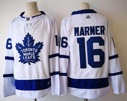 Adidas Maple Leafs #16 Mitchell Marner White Road Authentic Stitched NHL Jersey - Click Image to Close